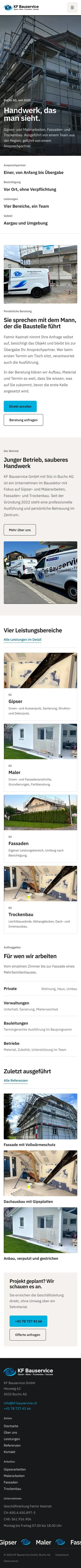 Website von KF Bauservice GmbH, Ansicht am Handy